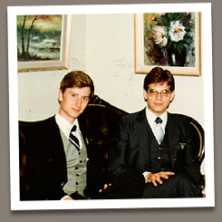 Jari Maljanen and I looking serious in Helsinki, October 1980.